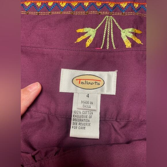 Bohemian Women’s Floral Embroidered Skirt Plum Size 4 Folkloric Artsy Casual - Picture 5 of 5